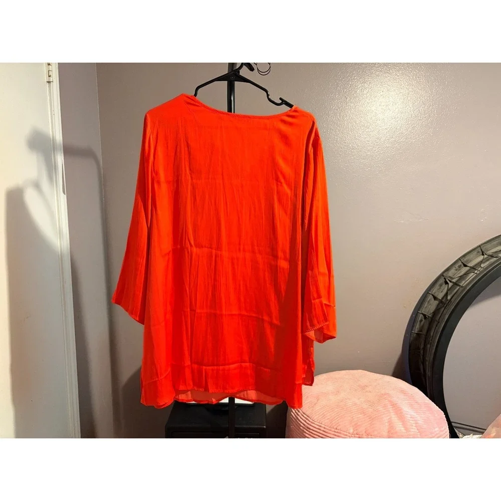 Iman Orange Pullovert Blouse3/4 Sleeve Sz 2X - NWOT - Picture 3 of 4
